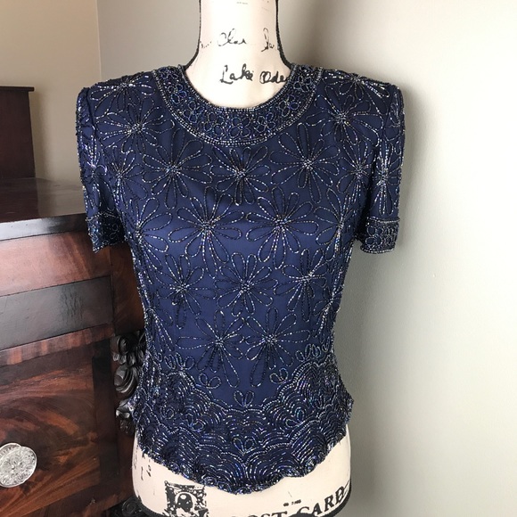 papell boutique evening beaded top